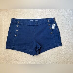 Old Navy High Rise O.G. Straight smooth pockets stretchy blue mini shorts, sz 22
